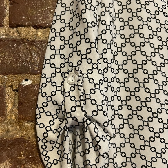 Anthropologie Oddy White Dress Black Chain Print Button Sleeve Size 7/8 - Picture 5 of 8